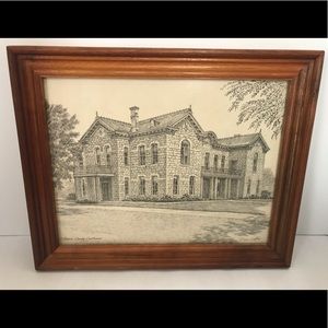Vintage DonCollins Framed Gillespie Co Courthouse